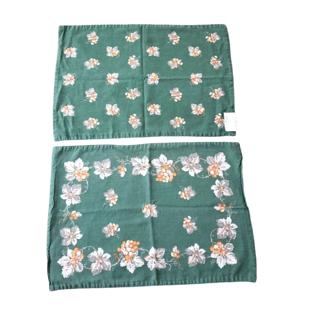 5 Williams Sonoma Placemats Grape Leaves Grapevine Leaf Tuscan Grapes Wine
